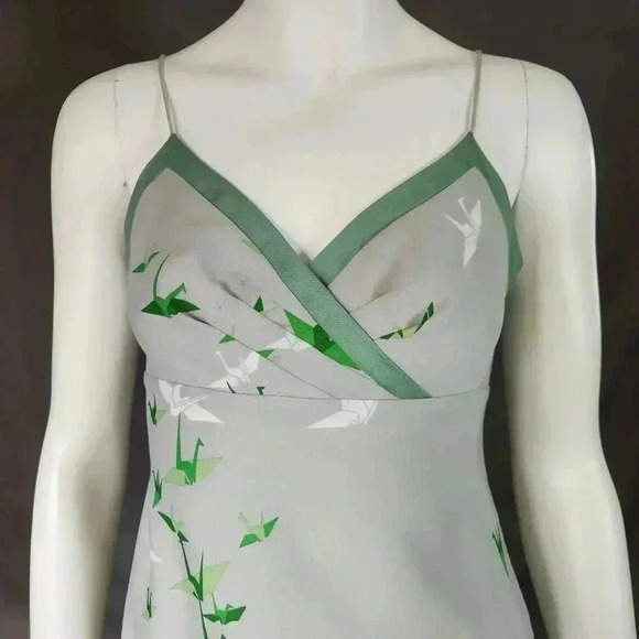 VINTAGE 1970s Crane Print Maxi Sun Dress S - Picture 9 of 12